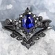 Черное кольцо с синим камнем и инкрустированным цирконием, набор из двух колец, готический стиль, 11 размер - изображение 1