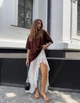 Ажурная белая юбка с вискозной подкладкой-шортами LiLove 339 L Белый - изображение 4