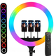 Студийная кольцевая лампа RL-18 45 см 55 Вт с RGB подсветкой и пультом ДУ 3 держателя для смартфона профессиональное освещение для фото и видео - изображение 1