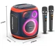 Портативная аккумуляторная беспроводная Bluetooth колонка 2 микрофона караоке акустическая система 120Вт с LED светомузыкой Hopestar Party 130 черный - изображение 8