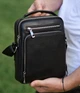 Мужская сумка-барсетка через плечо кожаная черная с ручкой Tiding Bag M616932 - изображение 1