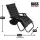 Складаний шезлонг-крісло Bass Polska BH 31012 з м’яким матрацом і боковим столиком, 175×64×108 см, чорного кольору для відпочинку - зображення 3
