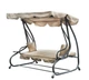 Садова гойдалка Garden Line KRE0759 бежева 210x120x170 см, розкладна з функцією лежака, з м’якими подушками і підставками для напоїв - зображення 3