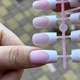 Камуфлирующие гелевые типсы френч для наращивания ногтей 24 шт (Pink Квадрат) - изображение 3