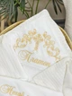 Крыжма для мальчика Family Tradition велюровая махра пике косичка с вышивкой 100х100 см белая Крестильные узоры - изображение 3