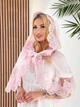 Женская накидка-палантин для храма Family Tradition сетка с кружевом и стразами розовая Розовая жемчужина - изображение 2