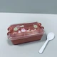 Ланч бокс пластиковый с двумя отделами 16.4х10,4х6 см с пластиковой ложкой Stenson R99255 розовый - изображение 3