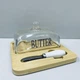 Масленка стеклянная на бамбуковой подставке с ножом "Butter" A-Plus 7345 - изображение 2