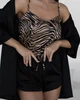 Пижама женская тройка халат майка шорты Adeline L-XL бежево-черный - изображение 2