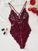 Мереживне боді з відкритим доступом Elegant XL Бордо - зображення 2