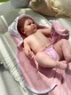 Дитячий махровий рушник з капюшоном для купання новонароджених 80х80см рожевий - изображение 4