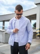 Рубашка мужская летняя в полоску Casual рубашки мужские из хлопка Teamv Голубая S - изображение 6