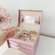 Шкатулка - сундучок органайзер для драгоценностей украшений Beautylushh с зеркалом и ключом, розовый - изображение 2