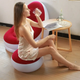 Надувной диван с пуфиком Air Sofa - 116х98х83см, Красный / Надувное кресло с пуфиком - зображення 4