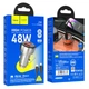 Адаптер автомобільний Hoco Type-C to Lightning Cable Leader dual-port Car charger with digital display set Z50 |1USB/1Type-C, 48W/3A, PD/QC| Колір metal-grey - зображення 2