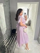 Сукня міді жіноча на запах великих розмірів в горошок софт 56-58 бузкова - зображення 3