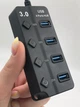 Хаб USB 3.0 длинный кабель USB 1.2 м на 4 порта концентратор Черный USB-хаб HUB с выключателями Черный - изображение 13