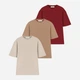 Набор футболок хлопковых оверсайз длинных женских Ray Oversize U0104W-3PACK3 S/M 3 шт Бежевый/Коричневый/Бордовый (RAY2000000038124) - изображение 1