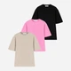 Набор футболок хлопковых оверсайз длинных женских Ray Oversize U0104W-3PACK4 S/M 3 шт Бежевый/Розовый/Черный (RAY2000000038216) - изображение 1