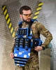 Плитоноска 4 быстрых сброса с напашником и подсумками синяя с цветами (93116) - изображение 1