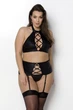 Комплект с имитацией шнуровки Nancy Set black 6XL/7XL - Passion топ, трусики и пояс для чулок Feromon - изображение 5