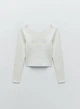Светр жіночий ZARA Sweater Women's Yellow Mint Cropped Striped Scoop Back S Жовтий (3519\031\423) - зображення 6
