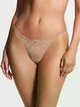 Комплект Victoria's Secret Rose Lace Push up Bra and Twinkle Strap Lave V-String Panty бежевый размер 34A-S - изображение 5