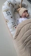 Кокон з крилами Chickabiddy, двосторонній зима-літо, бежевий бавовняний велюр + панди та веселки, 100% бавовна, позиціонер гніздечко для новонароджених, 90х52 см - зображення 3