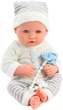 Пупс Lean Toys в одязі з шапочкою White/Grey 35 см (5905991015291) - зображення 4