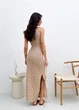 Ажурное летнее платье длинное ART KNIT бежевое, S-M 037691 - изображение 4