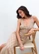 Ажурное летнее платье длинное ART KNIT бежевое, S-M 037691 - изображение 11