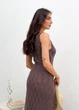 Ажурное летнее платье длинное ART KNIT кофейное, S-M 037687 - изображение 5