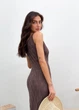 Ажурное летнее платье длинное ART KNIT кофейное, S-M 037687 - изображение 7