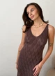 Ажурное летнее платье короткое ART KNIT кофейное, M-L 037698 - изображение 10
