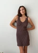 Ажурное летнее платье короткое ART KNIT кофейное, M-L 037698 - изображение 11