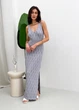 Ажурное летнее платье длинное ART KNIT серая-лаванда, L-XL 037690 - изображение 9
