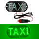 Автомобильная табличка-шашка TAXI на лобовое стекло от прикуривателя LED для такси 12V зеленая на присосках - изображение 1