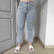 Джинсы Lady N женские укороченные летние расширенные к низу М голубые - изображение 1