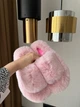Женские домашние пушистые тапочки с открытым носком в цвете розовой пудры комнатные шлёпанцы с мягким мехом 38 размер - изображение 2