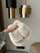 Женские домашние комнатные тапочки с мехом молочные пушистые тапки на эко меху для дома и улицы 39 размер - изображение 3