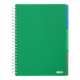 Блокнот BUROMAX А4 на спір. пласт. обкл. з розділ. 120арк. BRIGHT 24345912-04 зелений (36) /BM.24345912-04/ - зображення 1