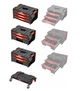 Модульний комплект ящиків на платформі на колесах QQbrick System PRO Drawer Workshop Set 1 Набір висувних ящиків для інструментів на коліщатках для домашньої майстерні та гаражу Органайзер Чорно-червоний - зображення 3