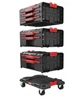 Модульний комплект ящиків на платформі на колесах QQbrick System PRO Drawer Workshop Set 1 Набір висувних ящиків для інструментів на коліщатках для домашньої майстерні та гаражу Органайзер Чорно-червоний - зображення 4