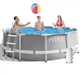 Круглый каркасный бассейн Intex 26706-5 с чашей из ПВХ фильтр насосом 3785 л/ч лестницей тентом и подстилкой 305х99 см Серый (127-9-26706-5) - изображение 1