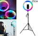 Кольцевая двухсторонняя светодиодная лампа RGB Diamond Crystal 3D-26 на штативе, 26см., 15Вт. - изображение 1