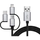 Кабель REAL-EL Premium 3in1 USB - Lightning + micro USB + USB Type-C (M/M), 1 м, черный (EL123500035) - изображение 1