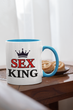 Чашка керамічна Sex King 330 мл Біла з блакитною ручкою - изображение 2