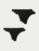 Набор хлопковых трусиков Marks&Spencer стринги thongs 10(38) 5 шт black черный 0157 - изображение 1