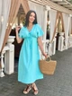 Длинное женское муслиновое платье Fashion 42/44 голубое - изображение 3