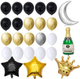 Balony Springos dekoracje z napisem happy birthday złoty/czarny/srebrny/biały 53 szt PS0034 (5907719445342) - obraz 8